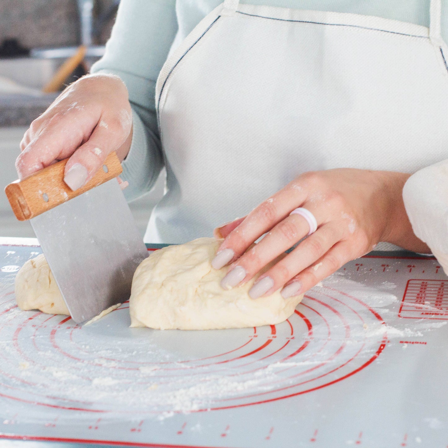 Stainless Steel Dough Scraper with Hard Wood Handle